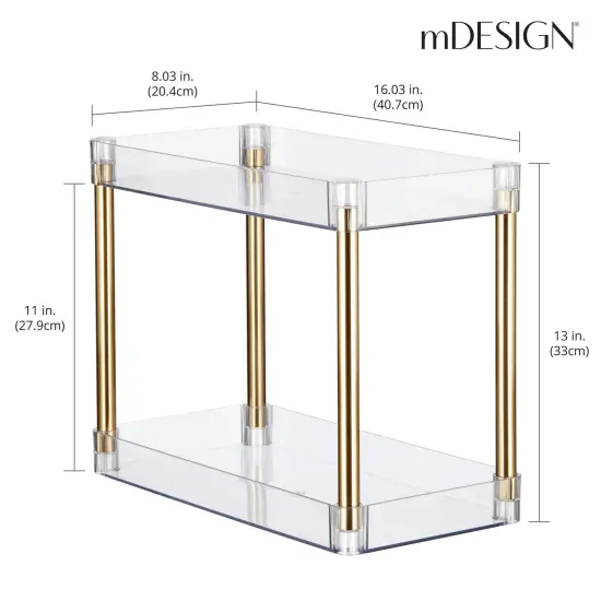 mDesign Slim 2-Tier Household Stackable Storage Shelf Organizer {2}