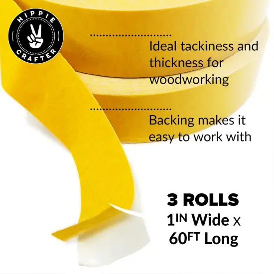 3 Pk Double Stick Tape Double Sided Woodworking Tape 1" inch Wide Wood Tape for Woodworkers CNC Machines Routing Templates Strong Heavy Duty 60 Feet Each (180FT Total) {4}