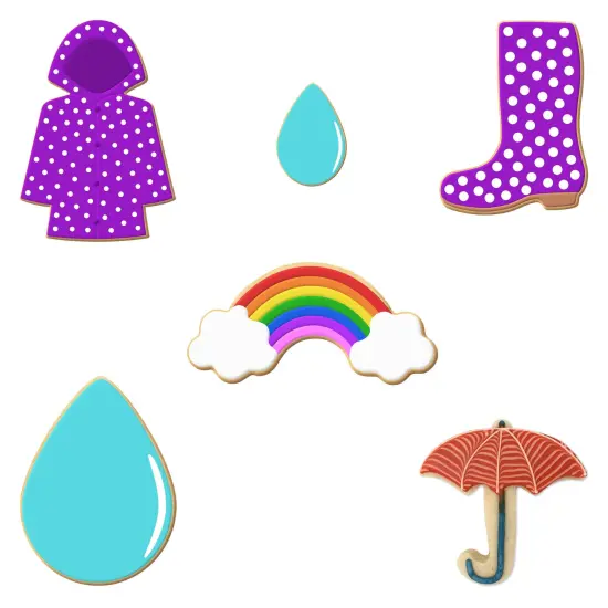 CookieCutter.com Raincoat Cookie Cutter 6 Pc Set 2 - 4.5 in Rainbow Boot Tin Plate Steel USA {2}