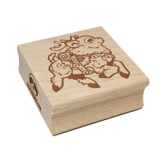 Festive Prancing Holiday Christmas Reindeer with Bells Square Rubber Stamp for Stamping Crafting {7}