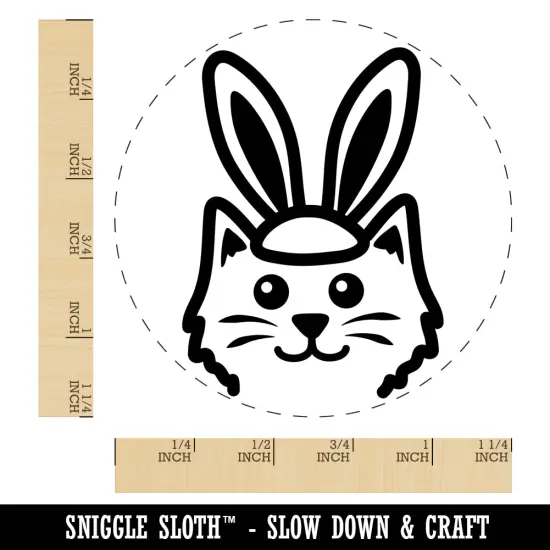Easter Cat with Bunny Ears Rubber Stamp for Stamping Crafting Planners {1}