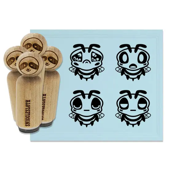 Cute Bee Sad Shocked Sleepy Unamused Rubber Stamp Set for Stamping Crafting Planners {7}