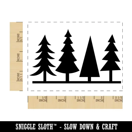 Group of Christmas Trees Rectangle Rubber Stamp for Stamping Crafting {1}