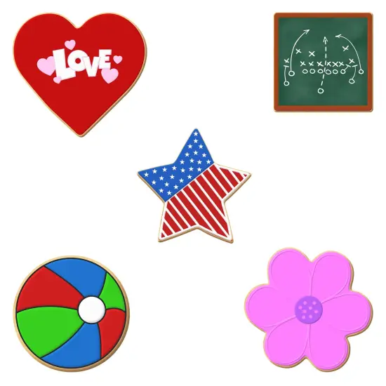 CookieCutter.com Basic General Cookie Cutter 5 Pc Set 3-3.75 in Heart Star Tin Plate Steel USA {2}