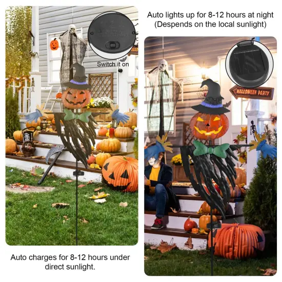 Halloween Decoration Light - Scarecrow Shape Solar Powered Yard Stake Light for Outdoor Garden {5}