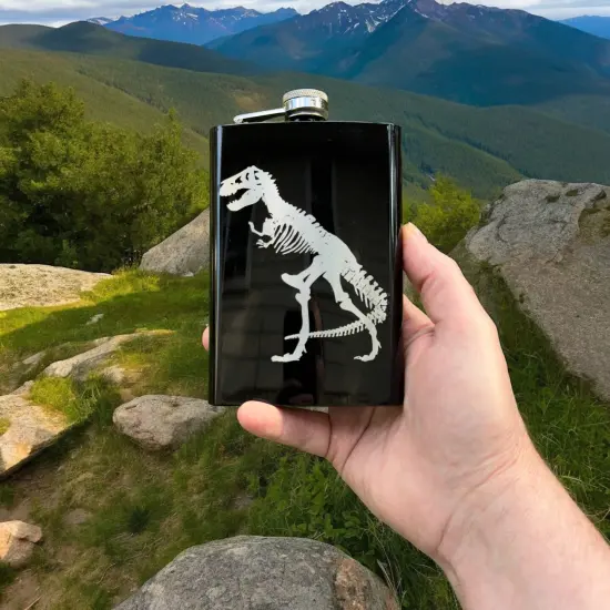 8oz T-Rex Black Flask Trex {5}