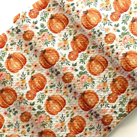 Fall Floral Pumpkins Bullet Fabric 1 yard {3}