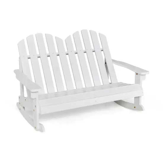 2 Person Adirondack Rocking Chair with Slatted seat for kids White {3}