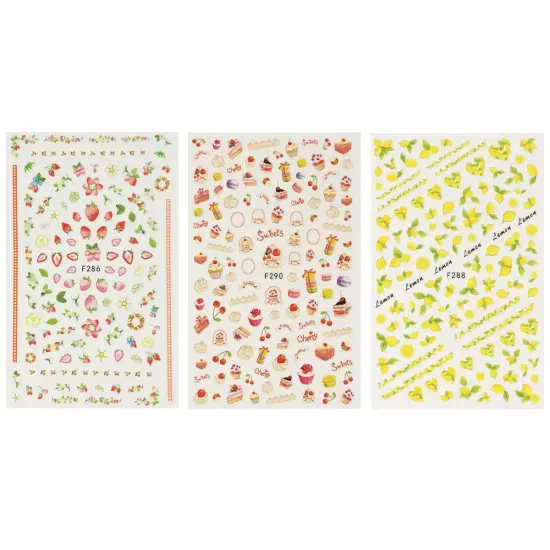 Wrapables 3 Sheets Lemon Fruit Cupcakes & Macaroons Nail Art Fruits & Cupcakes Nail Stickers {2}