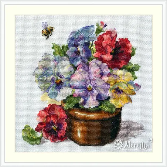 Spring Pansies K-215 Counted Cross-Stitch Kit {1}