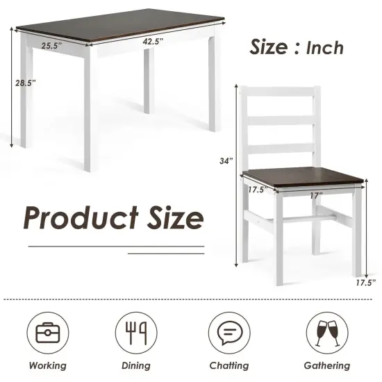 5 Pieces Solid Wood Compact Kitchen Dining Set {5}