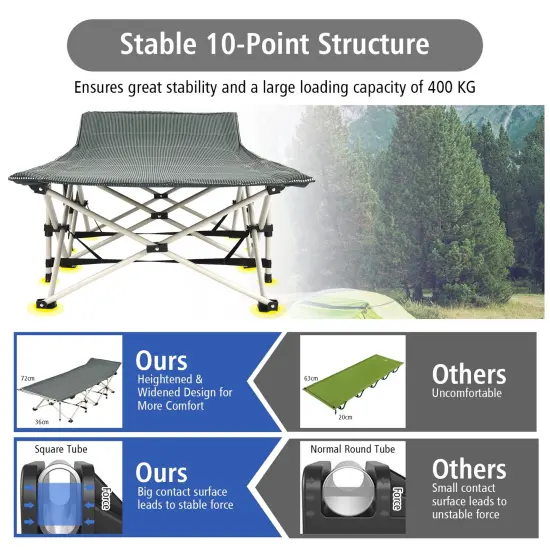 Extra Wide Sleeping Cot for Adults with Carry Bag Grey {3}