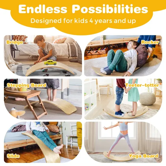 35 Inch Wooden Balance Board for Kids and Adults Support 660 Lbs {6}