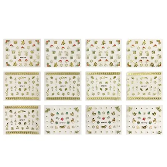 Wrapables 1200+ Festive Holiday Nail Stickers Christmas Nail Art Stickers (50 sheets) {6}