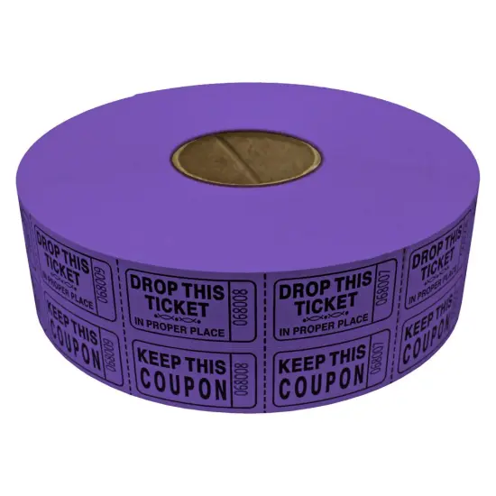 Double Roll Raffle Tickets &ndash; Coupon Tickets (2000/Roll) &ndash; Available in 8 Colors: Red, Blue, Green, Yellow, Orange, Purple, Pink & White {6}