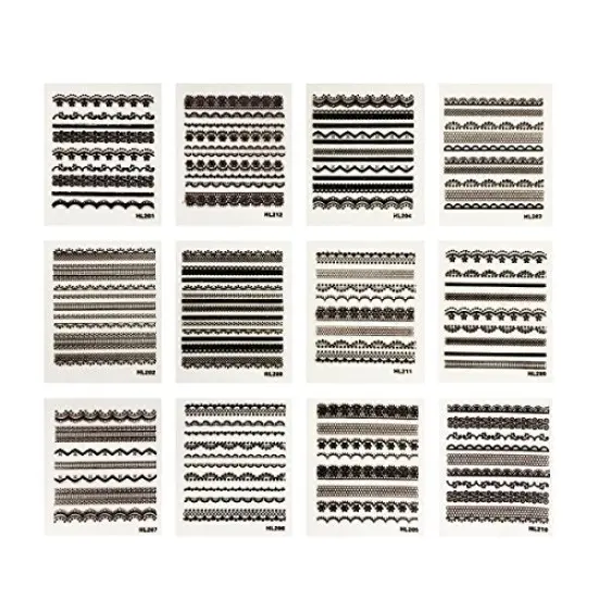 Wrapables Black Lace Nail Stickers Nail Art Lace Nail Decals, Random Mix (set of 30) {3}