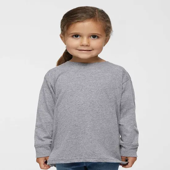 Rabbit Skins&reg; Toddler Fine Jersey Crewneck Long Sleeve Tee - 3302 Heather {1}