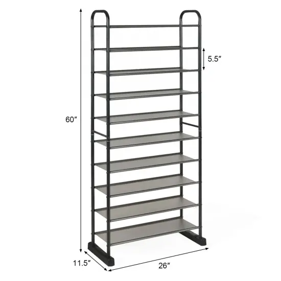 10-Tier Metal Frame Shoe Rack Space-saving Shoe Organizer {5}