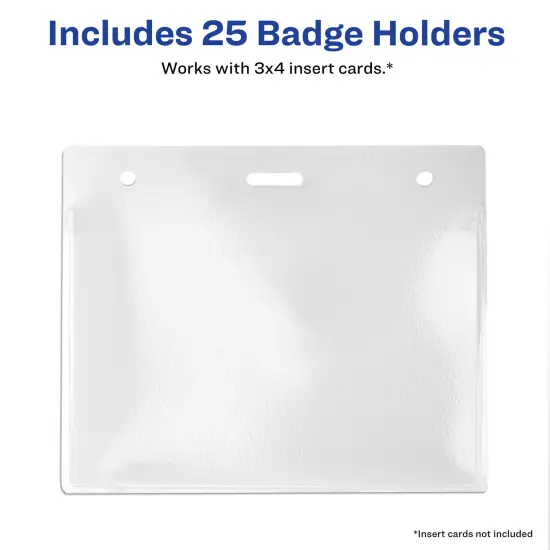 Avery Heavy Duty Badge Holders, 3" x 4", 25 Horizontal ID Badge Holders (74471) {3}