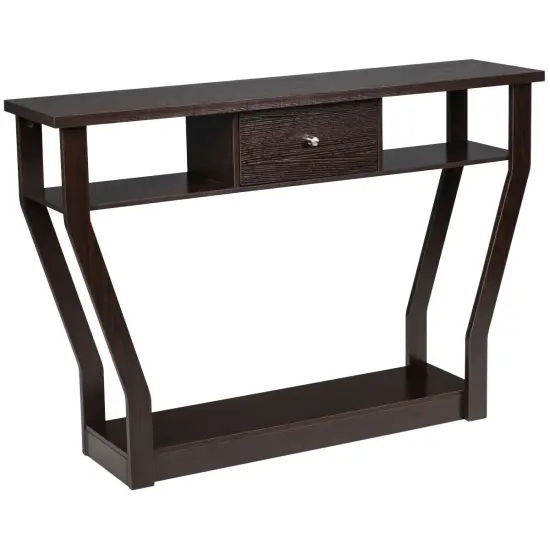 MDF Console Table with Drawer 3-Tier Shelves Stylish Design Brown {1}