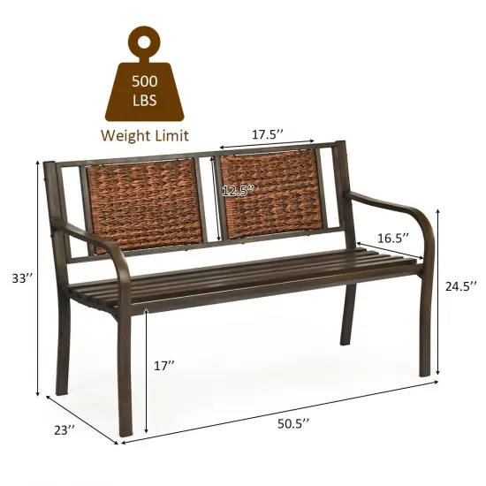 Patio Garden Bench with Powder Coated Steel Frame {5}