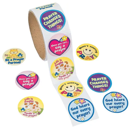Religious Prayer Stickers Roll Vibrant stickers that add personality 11/2 inches {1}