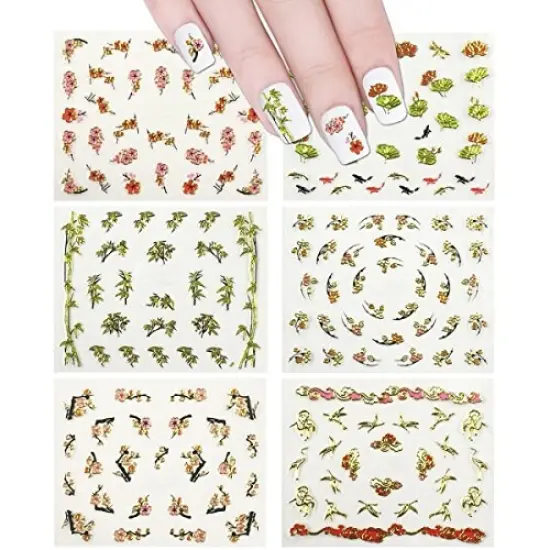 Wrapables Nail Art Nail Stickers - Asian Inspired Cherry Blossons (set of 6) {1}