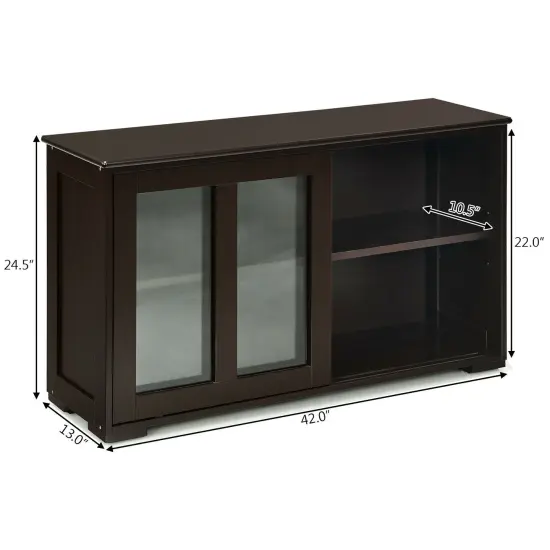Sideboard Buffet Cupboard Storage Cabinet with Sliding Door Brown {4}