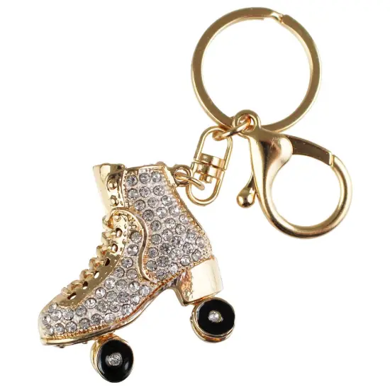 High-quality Roller Skate Rhinestone Keychain - 2 inches Metal with rhinestones | RAHEEV&reg; Pink {4}