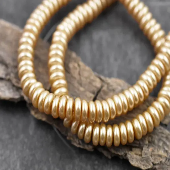 8x3mm Champagne Celestial Pearl Rondelle Beads (16" Strand) {3}