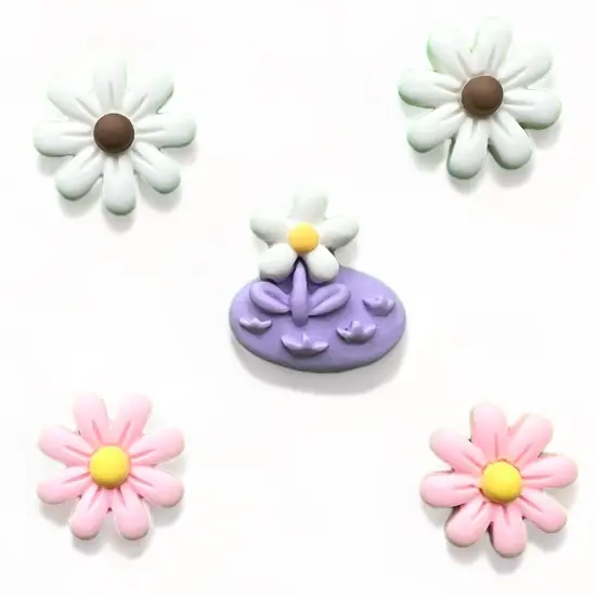 Buttons Galore Flatback Embellishments for Crafts - Daisy Field - 15 Pieces {1}