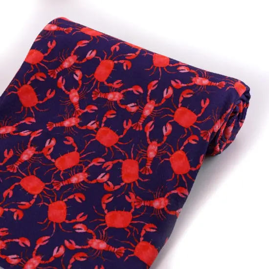 Red/Blue Nautical Lobsters Bullet Fabric 1 yard {2}