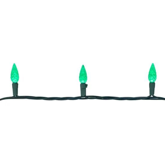 Northlight LED Faceted C6 Christmas Lights - Green - 23' Green Wire - 70ct {6}