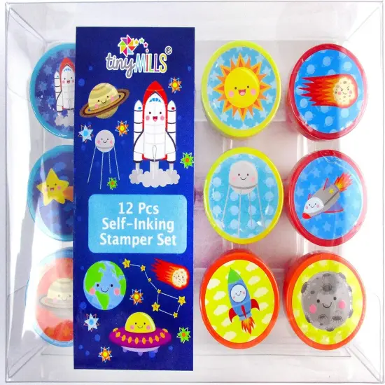 TINYMILLS 12 Pcs Outer Space Stamp Kit for Kids {1}