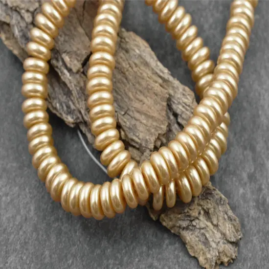 8x3mm Champagne Celestial Pearl Rondelle Beads (16" Strand) {2}