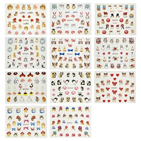 Wrapables Furry Animals Nail Stickers 3D Nail Art (330+ Nail Stickers/11 sheets) - Cats, Rabbits & Pandas Nail Stickers {2}