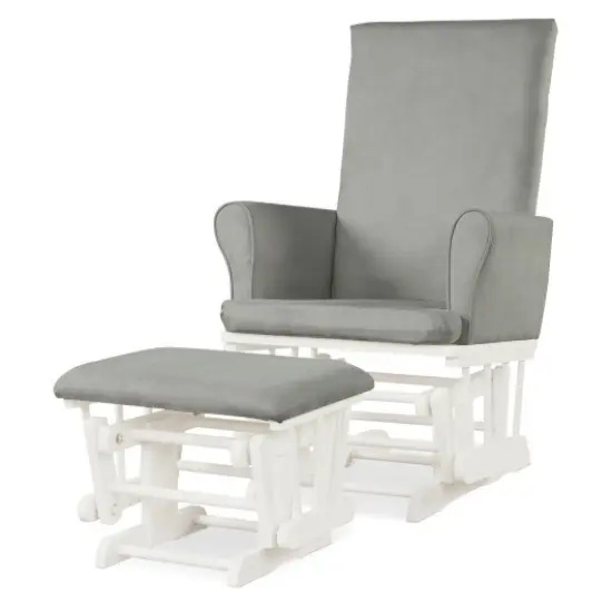 Baby Nursery Relax Rocker Rocking Chair Glider & Ottoman Set Grey {3}
