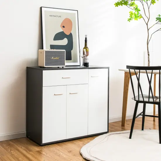 Modern Buffet Sideboard Table with Non-Toppling Device and Adjustable Shelf {6}