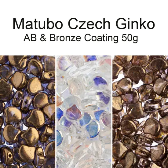 John Bead Czech Glass AB/Bronze Ginko Beads, 50g Bronze Lined {3}