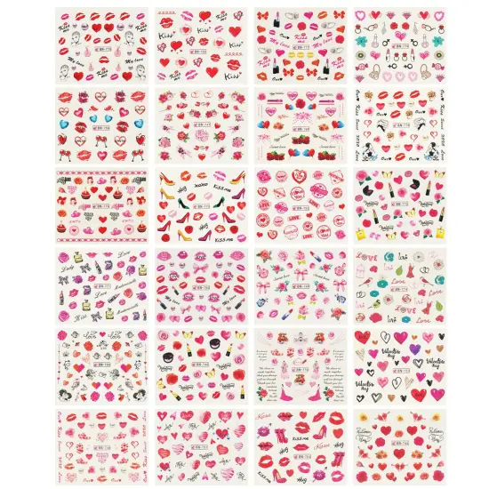 Wrapables Valentine's Day Water Transfer Nail Decals, 24 Sheets (Hearts & Blossoms) {3}