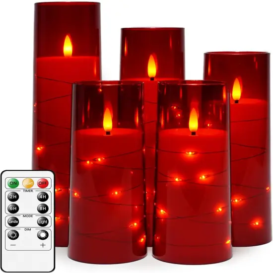 Flameless LED Candles with Timer Red {1}
