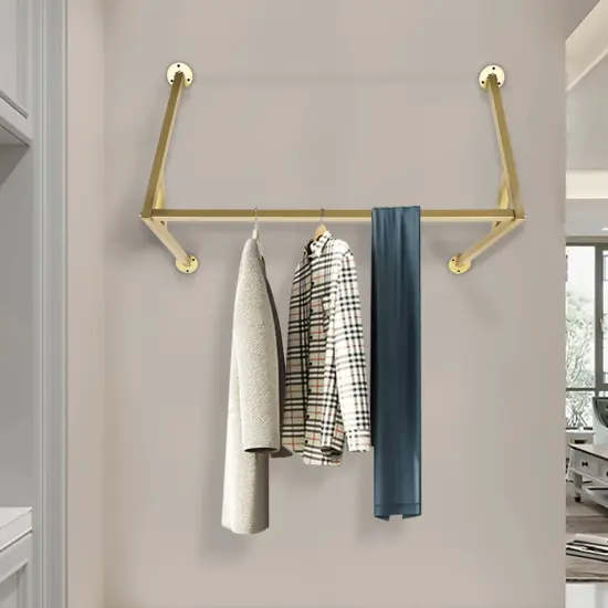 Kitcheniva Wall Mounted Gold Clothes Hanging Rail Rack {2}