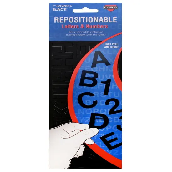 Creative Start Vinyl Repositionable Self-Adhesive Letters, 1", Helvetica Font, Black, 48 count {1}
