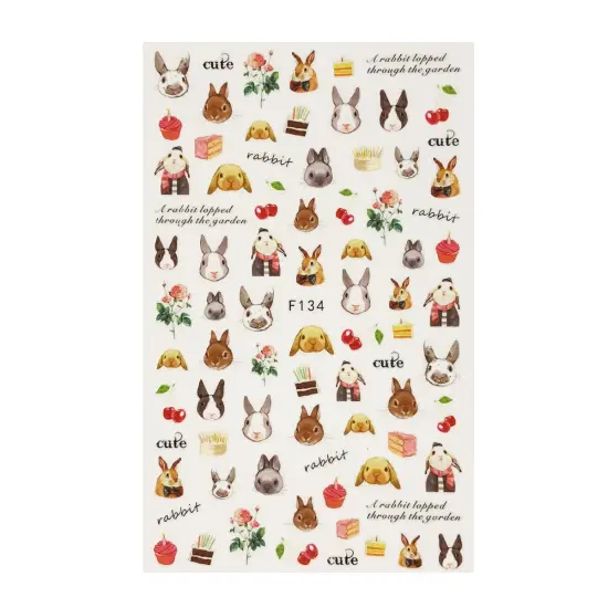 Wrapables 3 Sheets Whimsical Girl Flowers & Bunny Nail Art Whimsical Flowers & Bunny Nail Stickers {2}