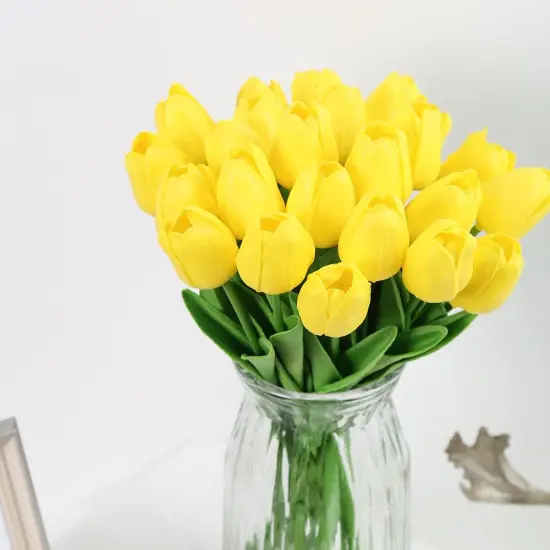 24 Pcs Real Touch Artificial Tulips for All Occasions Yellow {3}