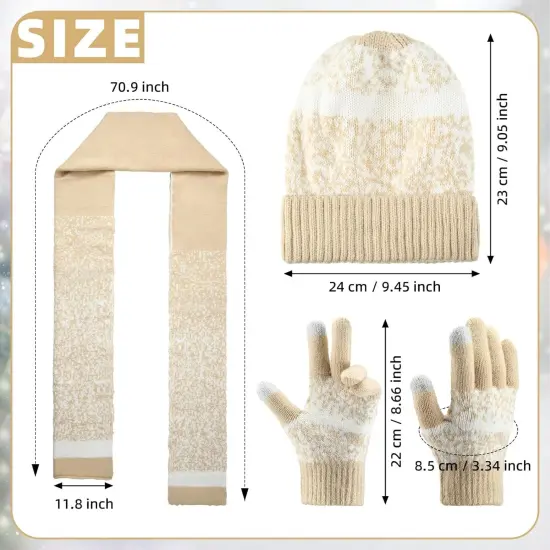 Unisex 3 Piece Winter Hat, Scarf and Touchscreen Gloves Set {2}