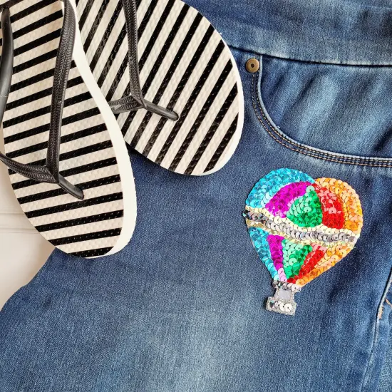 7 1/4" x 6" Prism Hot Air Balloon Sequin Applique/Patch {2}