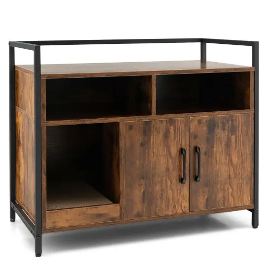 Hidden Cat Washroom with Double Doors and Scratch Cardboard Coffee {3}