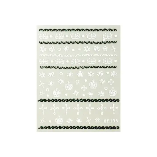 Wrapables Fingernail Stickers Nail Art Nail Stickers Self-Adhesive Nail Stickers 3D Nail Decals - Leopard, Cross, Crown, Lace & Flowers (4 Designs/8 Sheets) {3}