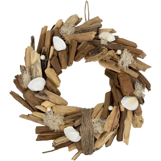 Northlight Natural Driftwood and Seashell Artificial Wreath - 14" Brown {1}